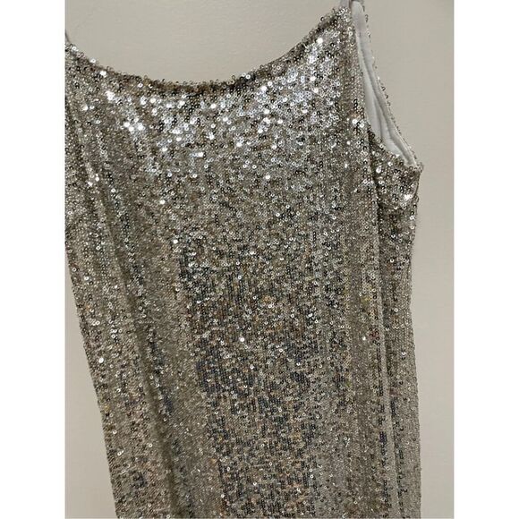 Neiman Marcus Endless Rose Silver Sequin Formal Dress Size M - Picture 2 of 5